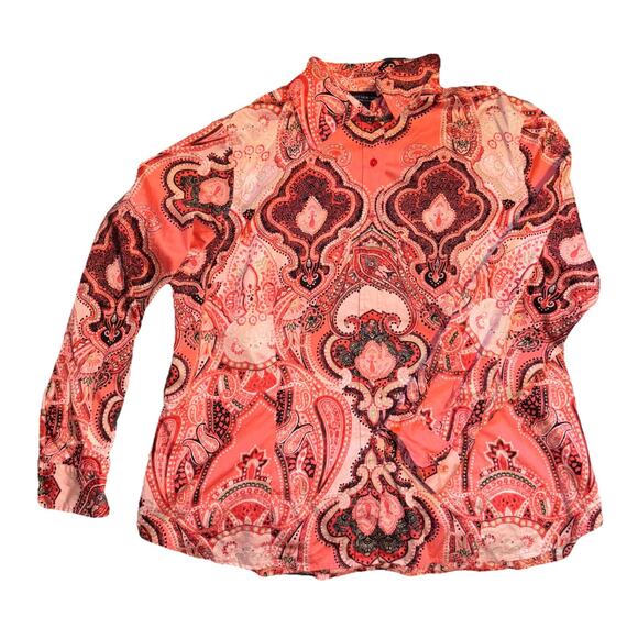 Jones New York Signature 2x Pink Paisley Button Down Cotton L/S Cottagecore - Picture 7 of 9